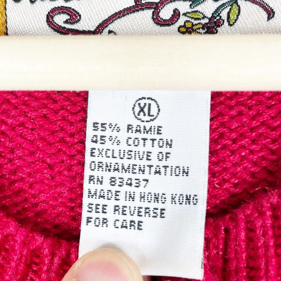 Vintage Women's Red White Blue Embroidered Grannycore Sweater Sz XL Americana - Picture 4 of 9